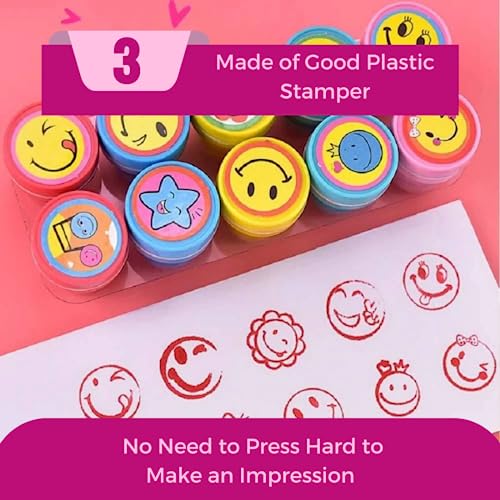 Oytra Stamps for Kids | Set of 20 | 10 Emoji and 10 Motivation | Pencil Top | Gift for Teachers, Students and Parents