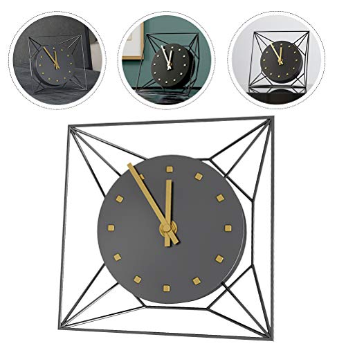 Artibetter 1pc 3D Metal Square Table Clock Desktop Clock Mute Clock Living Room Decoration