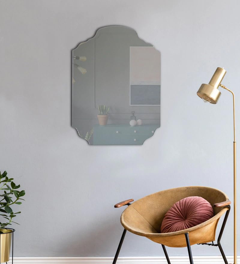 Venetian Design Extra Clear Arch Crown Shaped Frameless Wall Mirror | 24 x 18 Inches | Mirror for Bathrooms