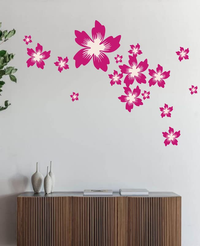 K2A Design Beautiful Pink Flower Wall Sticker Multicolor PVC Vinyl 80x110 Cm