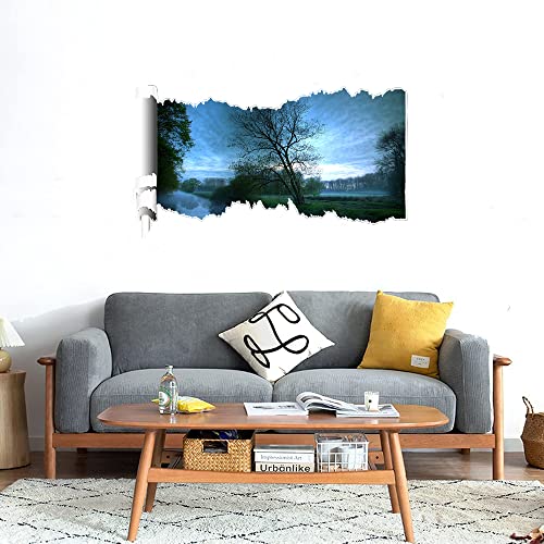 GADGETS WRAP Printed Wall Decal Sticker Scratched Paper Style Wall Decal (90cm x 50cm) - Night Trees