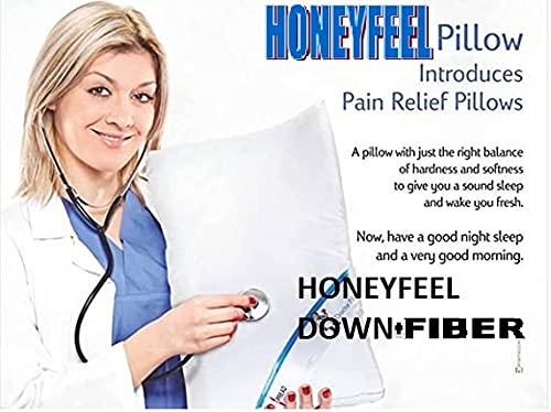 HONEYFEEL® Indian Made No.1 Standard Pillow 40% Down 60% Kudos Fiber Balls Mimic Premium Sleeping (Set of 1) 18 x 27 in