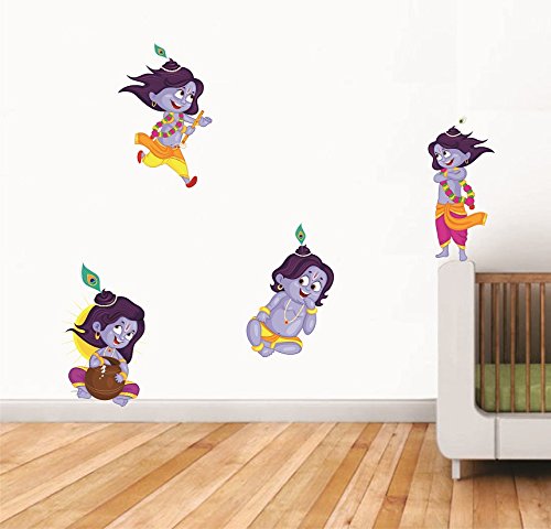 Asmi Collections PVC Wall Stickers Four Little Cute Krishna