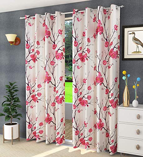 Laying Style Curtains Premium 80% Blackout Printed Fancy Decorative Curtains for Window Set of 1 Pc (One) Size 4 Feet x 5 Feet