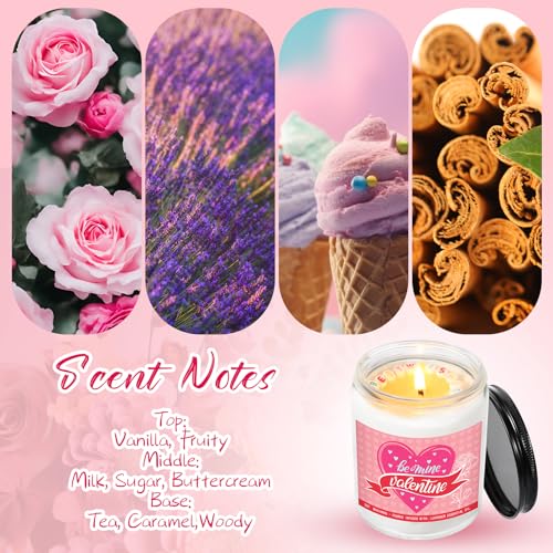 Threlaco 4 Pcs Romantic Gifts for Her, Valentines Day Gifts for Her, Happy Birthday Gifts for Women, Sandalwood, Rose, Lavender, Cream Vanilla Soy Love Candle for Mom Girlfriend Wife, 7 oz