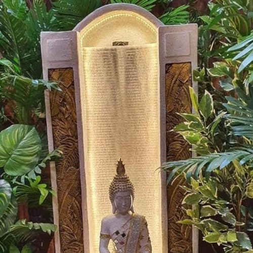 Shawshank Jharna Buddha Water Fountain Resin Fiberglass Water Fountain for Office Living Room Dcor with LED Lights and Water Pump