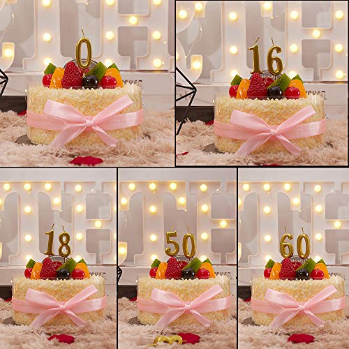 10 Pieces Birthday Candles Cake Numeral Candles Number 0-9 Glitter Cake Topper Decoration for Party, Wedding, Bottle Service, Night Club,Kids ,Adults (Gold)