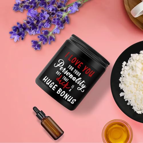 Valentines Day Gifts for Boyfriend from Girlfriend Love Candle Funny Gifts for Husband from Wife - 7 Oz Lavender Scented Soy Canle - Romantic Birthday Anniversary Presents for Him Men