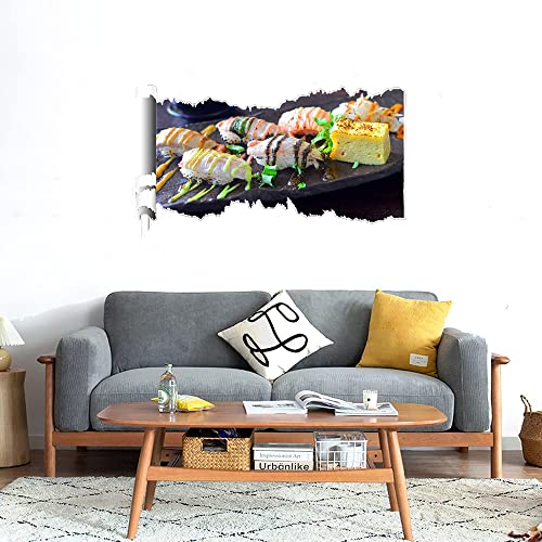 GADGETS WRAP Printed Wall Decal Sticker Scratched Paper Style Wall Decal (90cm x 50cm) - Delicious Sushi