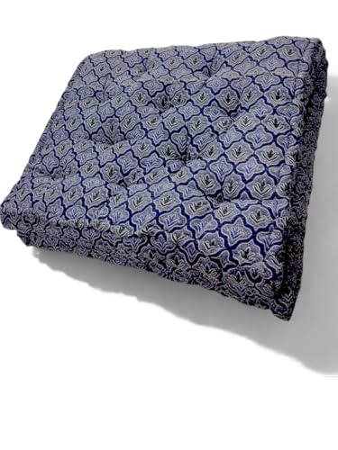 Adim's Soft Cotton Box Quilt Mattress | Mattress offers a combination of comfort, durability and style,making it an excellent choice for a restful night's sleep.(84 X72 X5 Inches) Blue jacquard Design