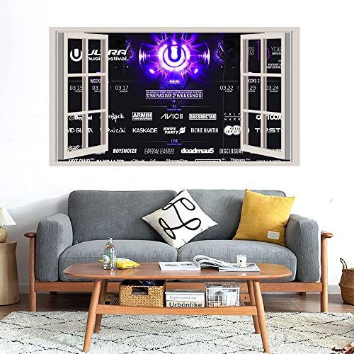 GADGETS WRAP Printed Wall Decal Sticker Fake Window Style Decal (90cm x 50cm) - Ultra Music Festival