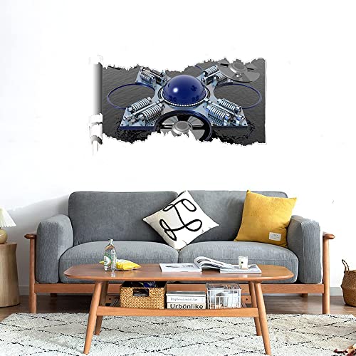 GADGETS WRAP Printed Wall Decal Sticker Scratched Paper Style Wall Decal (90cm x 50cm) - Spaceship ON Ocean