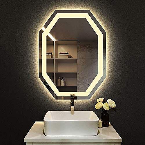 SmileSellers Led Mirror Bathroom Glass with Warm Light + White Light +Cool Day Light-Wall Mounted Backlit for Bathroom | Drawing Room (24x18) (Warm Light)