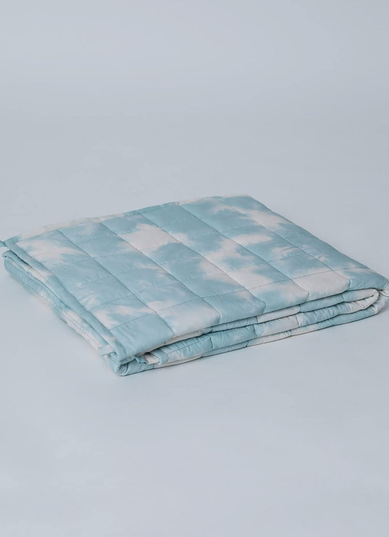 TuckedIn | All Season Blanket | Sky Blue dye - Cotton Weighted Blanket | Cotton Material Filled with High Density Glass Beads | Anxiety Blanket | Standard Size (50" x 75")