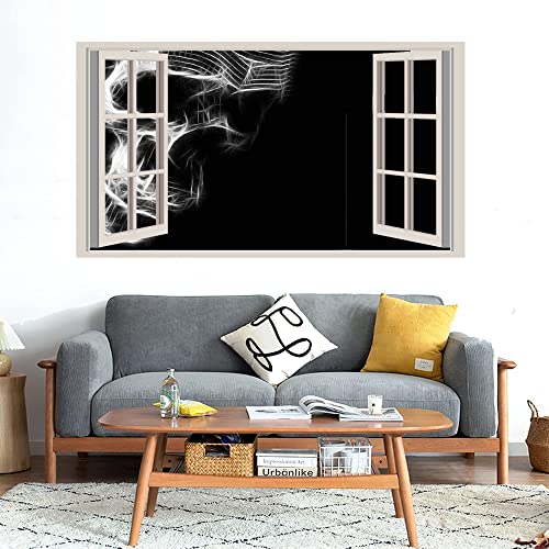 GADGETS WRAP Printed Wall Decal Sticker Fake Window Style Decal (90cm x 50cm) - Stripes Skull