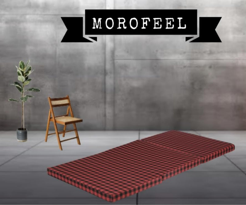 MOROFEEL 2 Inch Dual Comfort Reversible Foldable UHD Foam Single Bed Mattress 3 Fold Red & Black