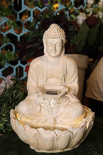 SEPBORN Buddha Fountain with Flowing Water Feature, 91 cm Height