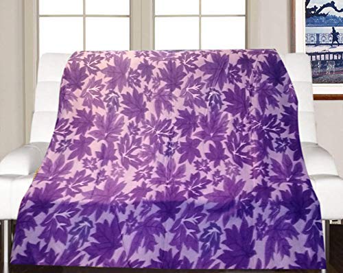 Visnik Leaf Print Woollen Quilt(Razai)/Blanket Cover(Single Bed) Purple