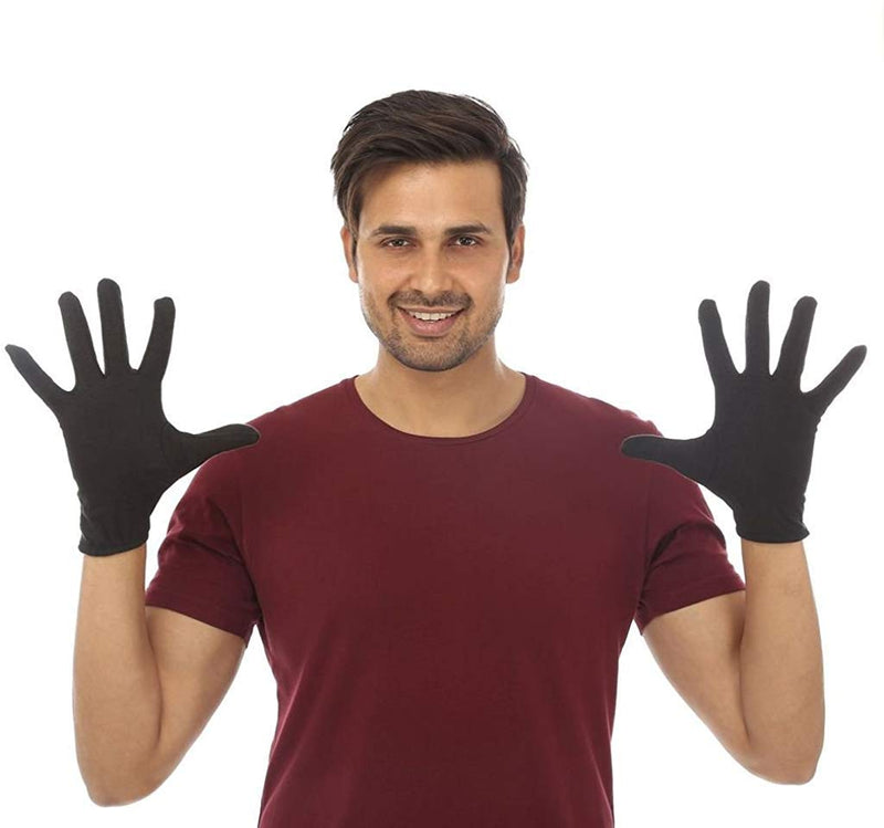 DIGITAL SHOPEE Men's Cotton Protective Gloves for Protection from Heat/Pollution/Sun Burns Free Size - (Black)