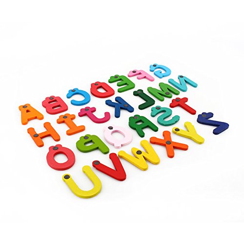 Wooden Alphabet Fridge Magnet Small and Cute Firm and Durable 26 Wooden Clown Alphabet Letters Fridge Magnet for Home Table Desk