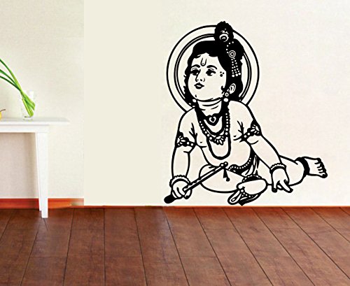 Krishna Black Self Adhesive VinylWaterproof Decorative Wall Stickers for Hall, Bedroom, Kitchen and Furniture