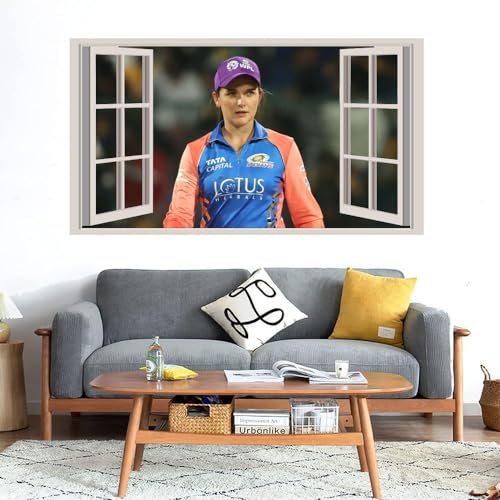 GADGETS WRAP Printed Wall Decal Sticker Fake Window Style Decal (90cm x 50cm) - Women IPL 2024 Cricket World Cup 64