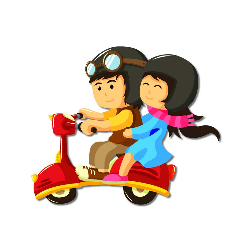 Bhai Please Couple Scooter Ride Wooden Fridge Magnet (Pack of 1) Valentine, Anniversary, Couple, Wedding And Love Gift And Decoration - Gift For Couple, Lovers, Him - Her, Men - Women