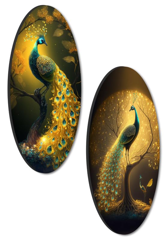 SAF paintings Oval Shape Beautiful peacock wall hanging for Home Décor and Office décor O-10