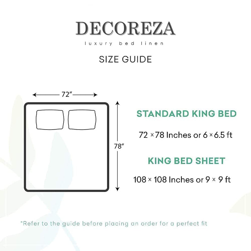 DECOREZA 320 TC Cotton Feel Glace Cotton Printed Elastic Fitted King Size Double Bed Bedsheet with 2 Pillow Covers | Fitted Bedsheets King Size 78 x 72 x 8, Space Leaves