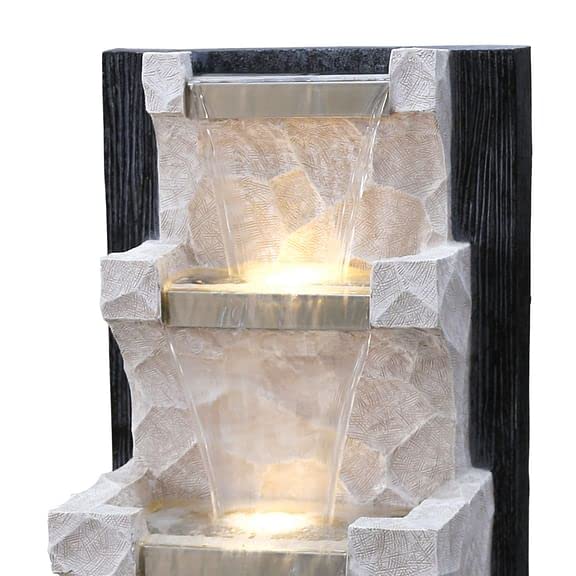 Shawshank Polyresin Fiberglass Wall Shape 4 Step Water Fountain with LED Lights for Home Decor Decoration Showpiece Gift Gifting Items