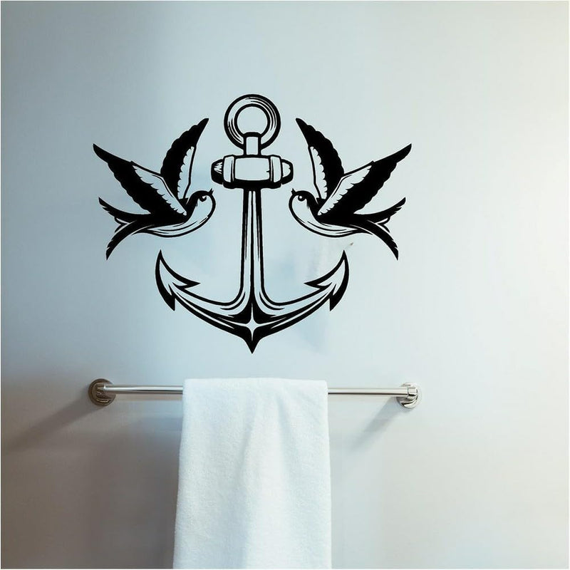 GADGETS WRAP Vinyl Anchor Wall Decal Navigation Anchor and Bird's Wall Sticker