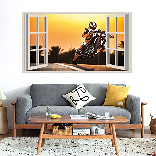 GADGETS WRAP Printed Wall Decal Sticker Fake Window Style Decal (90cm x 50cm) - Bike Wheelie