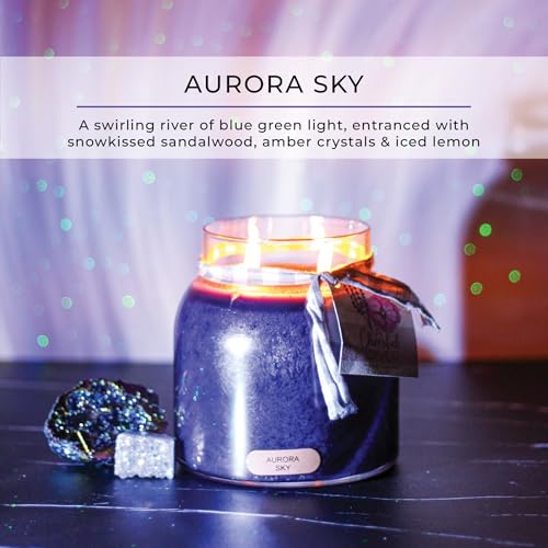 A Cheerful Giver - Aurora Sky - 34oz Papa Scented Candle Jar with Lid - Keepers of The Light - 155 Hours of Burn Time, Gift for Women, Violet