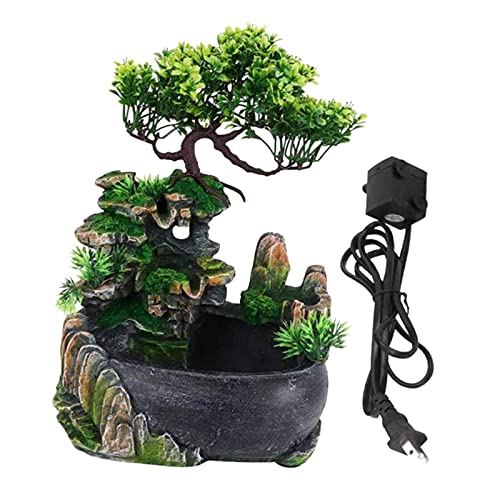 CALANDIS Desk Fountain Rockery Flowing Water Fountains with Light Ornament No Mist