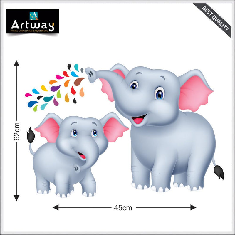 Artway Home Decor 3D Elephant Wall Sticker for Kids Living Room (Vinyl, Multicolour, 62 x 45 cm)…