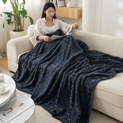 HOKIPO 220 GSM Flannel AC Throw Blanket Double Bed Queen, 200x230 cm / 6.5x7.5 feet, Dark Grey (AR-5259-DGRY)