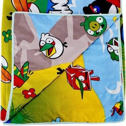 Jaipur Fabrics Polyester Blend Blizz Mont ''Angry Bird'' Super Soft Cartoon Design Print Reversible Kid's Single Bed Dohar (Multicolor, Standard)