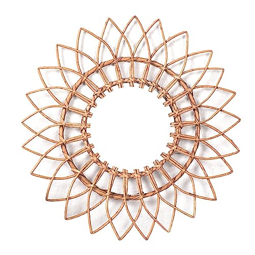 SAZ DEKOR Rattan Mirror Rustic Pastoral Wall Mirror for Dressing Photo Props Apartment