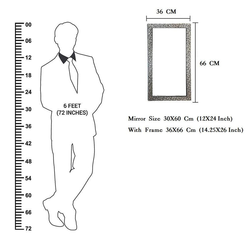 SEVEN HORSES Glass Wall Mirror for Bathroom,Dressing,Makeup,Living Room,Full Length,Wash Besin and Gift (Size:12X24 Inch, Framed, Rectangular)