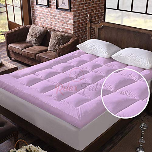 Relaxfeel Luxury 600 GSM Ultra - Soft Light Wight Hypoallergenic Cotten 3" Tick Mattress Padding / Topper. Comfortable for Better Sleep -Pink Colour of Queen Size 60x75 Inch