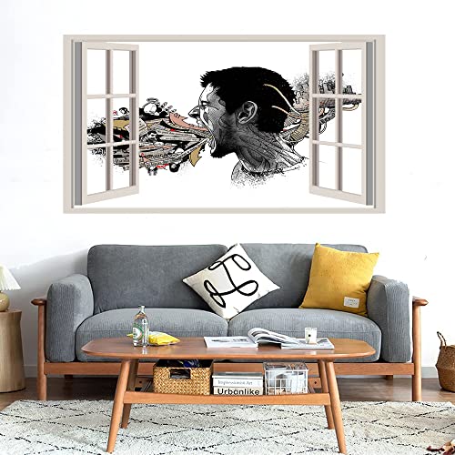 GADGETS WRAP Printed Wall Decal Sticker Fake Window Style Decal (90cm x 50cm) - Mind Creativity