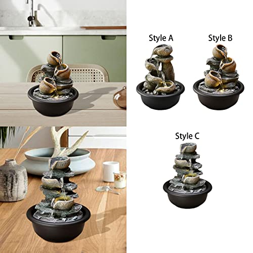 BNF Indoor Waterfall Fountains Mini Waterfall Flowing Water Ornament Waterscape Style A