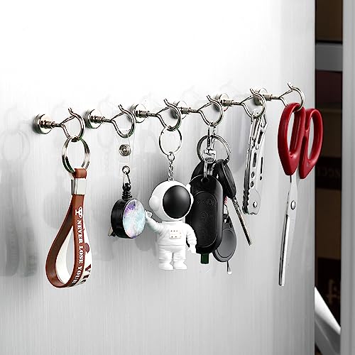 Zonon 10 Pcs Magnetic Hooks with Snap 25lbs Magnet Hooks Neodymium Cruise Hooks Cruise Ship Accessories Hanging for Refrigerator Cruise Cabin Kitchen Office White Board, Silver