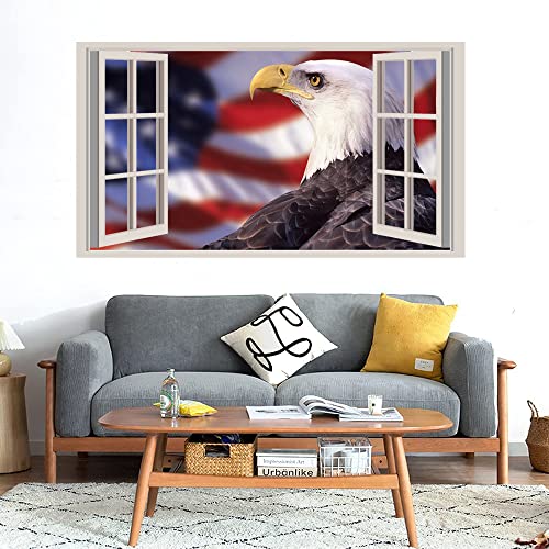 GADGETS WRAP Printed Wall Decal Sticker Fake Window Style Decal (90cm x 50cm) - Bald Eagle