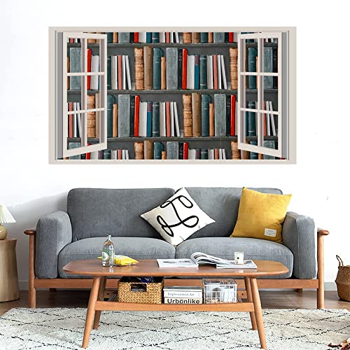 GADGETS WRAP Printed Wall Decal Sticker Fake Window Style Decal (90cm x 50cm) - Books 3