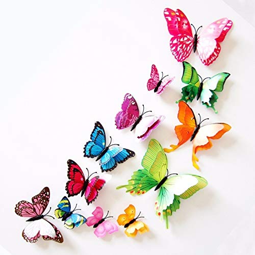 iDream 12pcs 3D PVC Magnet Butterflies DIY Wall Sticker Home Decoration (Double Layer Multicolour)