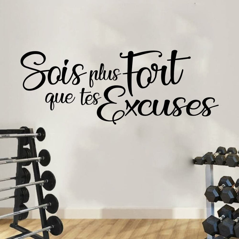 GADGETS WRAP Vinyl Decal Sticker French Gym Quote Be Stronger Than Your Excuses (Item Finish Size : 130cm x 49cm)