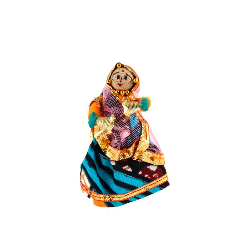 JH Gallery Traditional Rajasthani Handmade Decorative Puppet Doll Fridge Magnet (Set of 5) (Female Dolls)