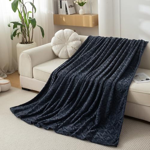 HOKIPO 220 GSM Flannel AC Throw Blanket Double Bed Queen, 200x230 cm / 6.5x7.5 feet, Dark Grey (AR-5259-DGRY)