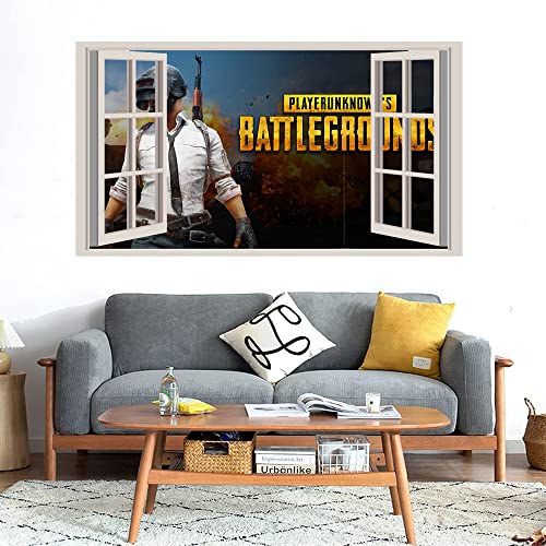 GADGETS WRAP Printed Wall Decal Sticker Fake Window Style Decal (90cm x 50cm) - PUBG Dressed